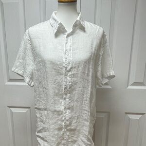Beautiful‎ Short Sleeve Button Down Linen Shirt - Size L.
